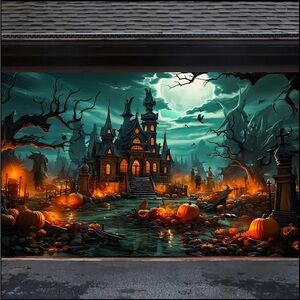 Spooky Halloween Haunted House Wall Halloween garage banner for decor